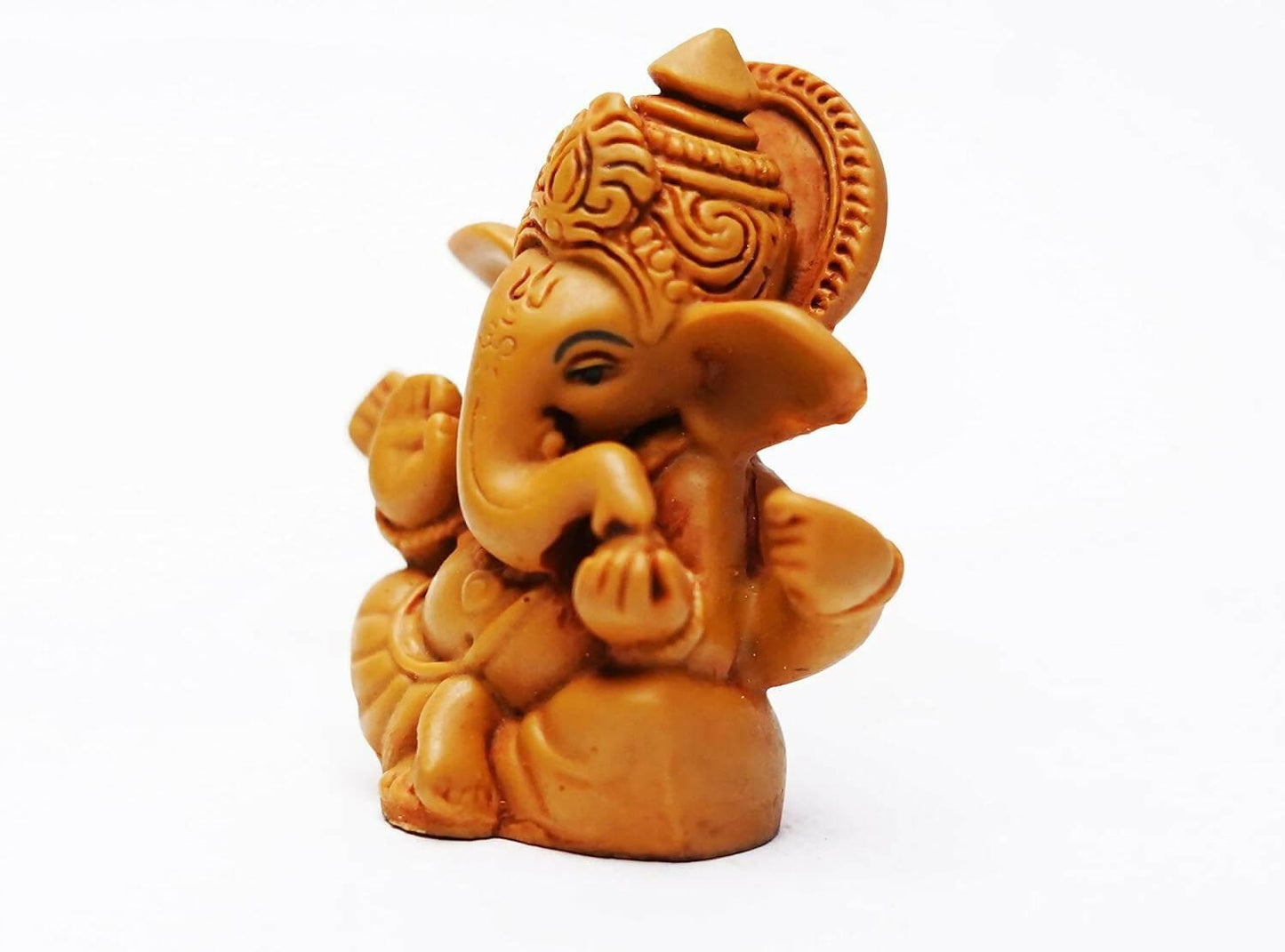 KariGhar Mugut Ganesh Idol for Car Dashboard Puja Room (Brown, 1.75X2.5X2.5 inches) - HalfPe