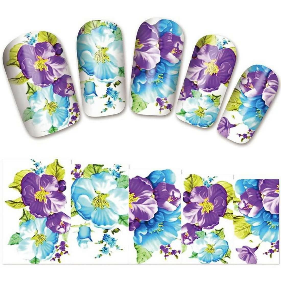 SENECIO Purple Violet YZW-1377 NailArt Manicure Decal Water Transfer Sticker (2 Sheets) - HalfPe