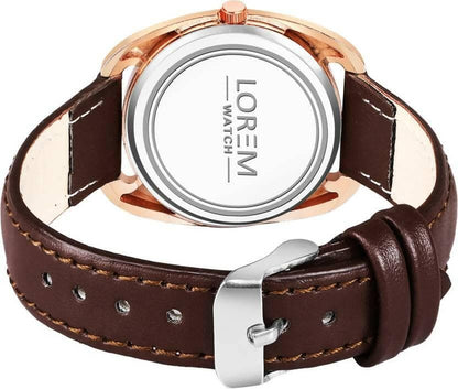 LOREM Brown Stylish Dial Analog Watch For Women LR324 - HalfPe