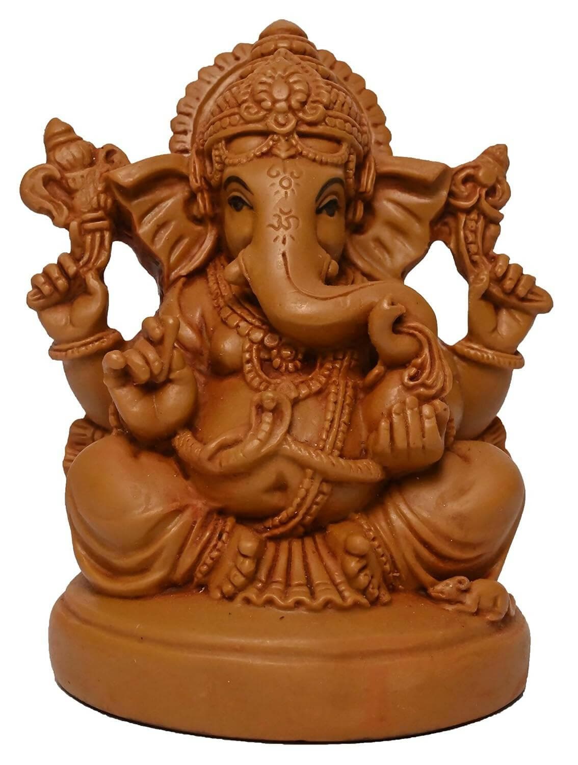 KariGhar Polyresin Ganesha Ganpati Bappa Idol Perfect For Drawing Room | Bedroom | Puja Ghar - HalfPe