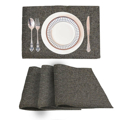 Lushomes Jute Table Mat, Black Dining Table Mat, table mats set of 4, Also Used as kitchen mat, fridge mat, cupboard sheets for wardrobe, Jute Place mats (Pack of 4, 12x18 Inches, 30x45 Cms) - HalfPe