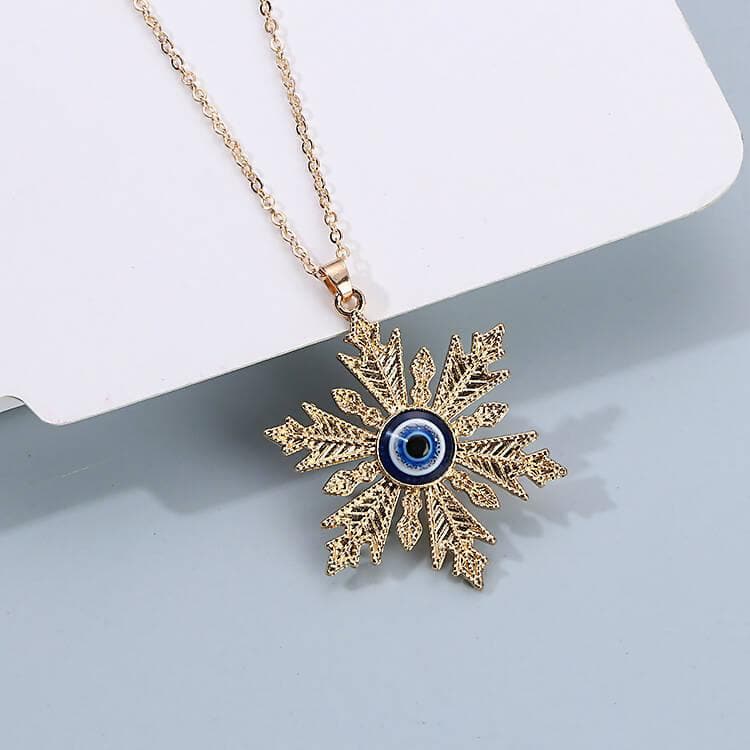 Pinapes Gold Plated Evil Eye Sea Green Pendant Necklace for Women’s & Girls (Leaf eye) - HalfPe