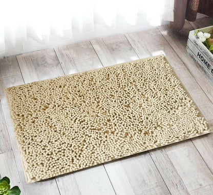 Lushomes Bathroom Mat, 2200 GSM Floor, bath mat Mat with High Pile Microfiber, anti skid mat for bathroom Floor, bath mat Non Slip Anti Slip, Premium Quality (12 x 18 Inch, Single Pc, Ivory) - HalfPe