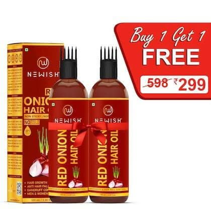 Newish Onion hair oil for hair growth With Comb Applicator - As you all know onion is rich in sulfur and ideal to boost hair growth. Sulfur is found inside amino acids, which are segments of Keratin. Keratin is known to be sulfur-rich is 100ML (PACK OF 2) - HalfPe