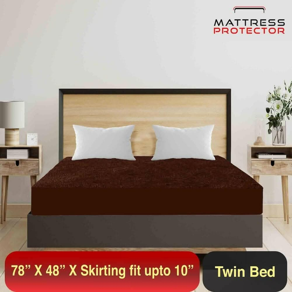 Mattress Protector Coffee Waterproof Cover for Single Bed (78 x 48 inch) - HalfPe