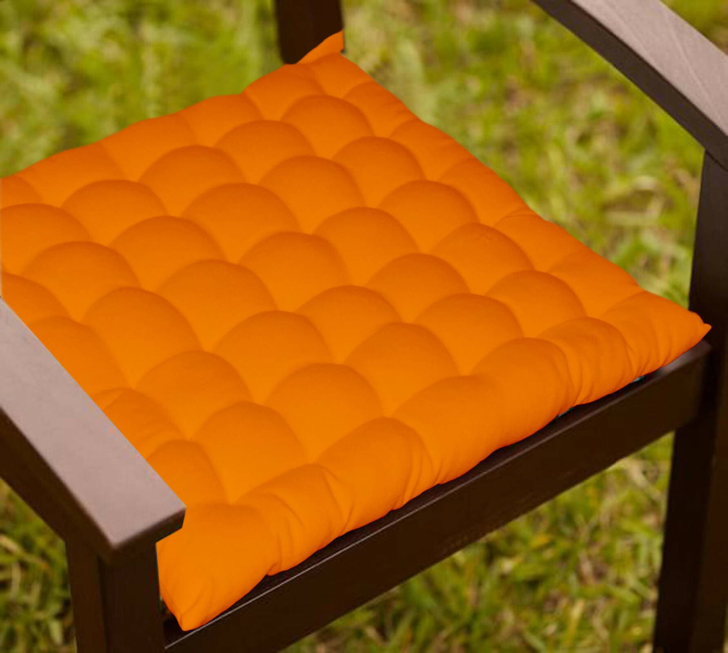 Lushomes Chair Pads,Orange, driver seat cushion for car, dining chair cushion, cushion for car, tie up cushions for chairs, Cotton Cushion for Car(15 Inch x15 Inch, 36 Knots,4 Strings, 1 Pc) - HalfPe