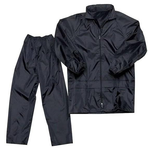 Men's Motorcycle Rain Suit Waterproof Rain Jacket and Rain Pants Rain Gear (Black) - HalfPe