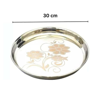 SHINI LIFESTYLE Stainless Steel Plate, Light Weight 30cm Dinner Plate (4) - HalfPe