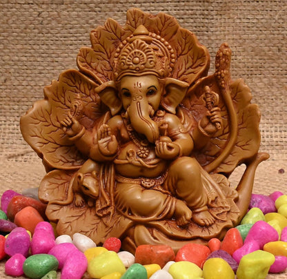 KariGhar Polyresin Ganesh Ganpati ji Idol for Car Dashboard | Jaswant Showflower | House Warming | Drawing Room | Bedroom Puja Ghar | Gifting & Decoration - HalfPe