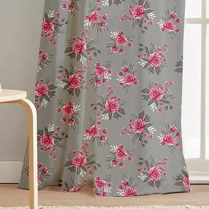 Lushomes curtains 9 feet long set of 2, door curtain, curtains for living room, Semi sheer curtains for door 9 feet, rod pocket curtains (Pack of 2, 57x108 Inch, Grey Flowers) - HalfPe