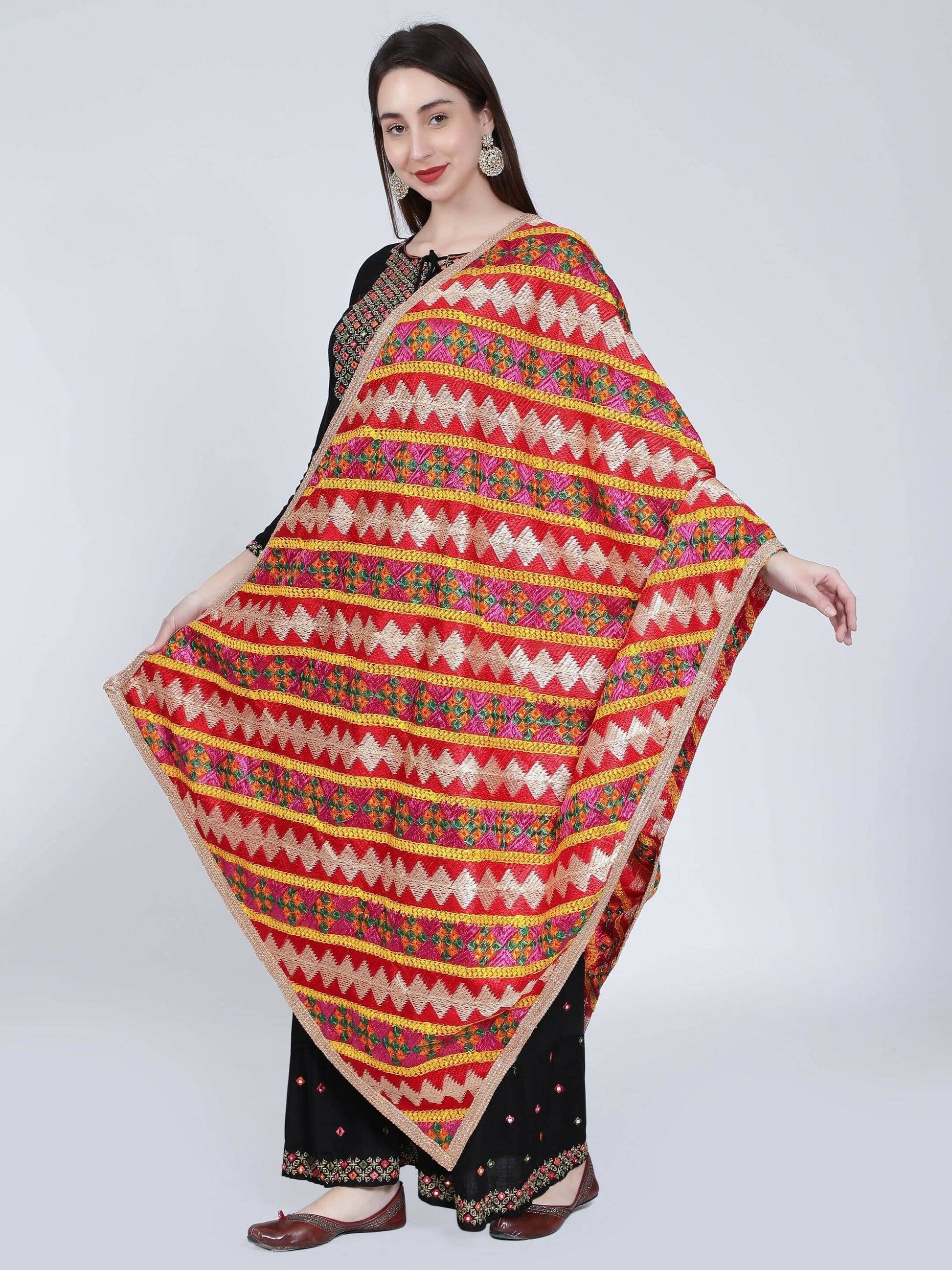 Phulkari dupatta (multi-color) - HalfPe