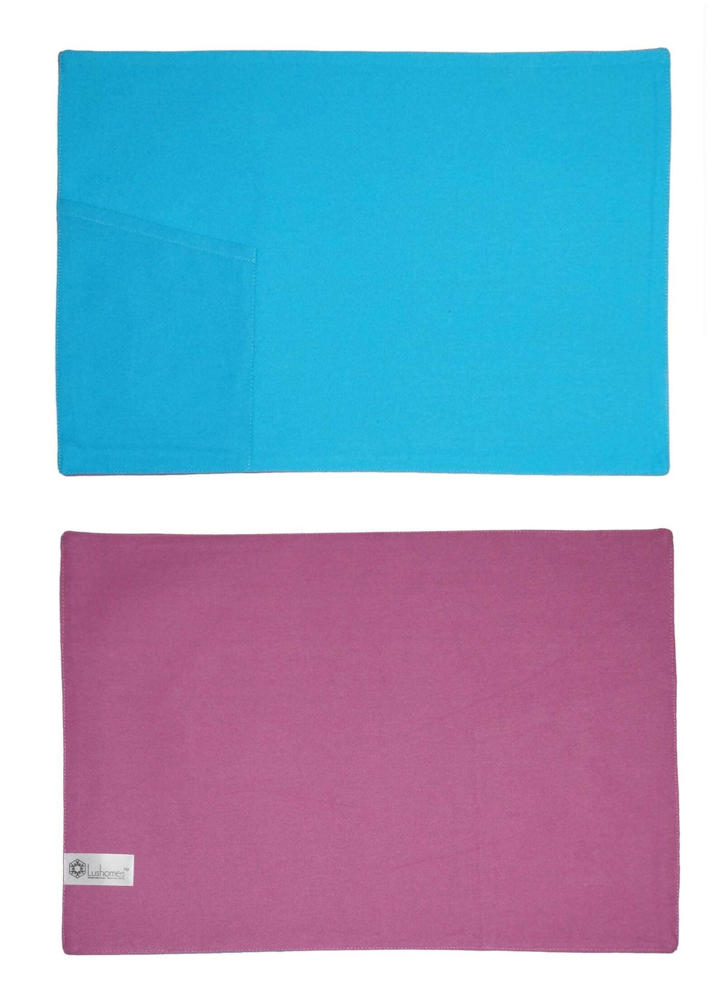 Lushomes table mat and napkins for dining table Set of 12, Fancy Table Mats Online with Pocket and Printed Cloth Napkins, Blue and Purple (6 Pc Placemats,13x19 Inces + 6 Pcs of Napkins, 16x16 Inches) - HalfPe