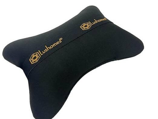 Lushomes Car Seat Neck Rest Pillow, Cushion For All Cars, Premium Designer Wonder Foam Lumbar, Back and Headrest Support for Car Seat, Size 17x27 cms, Black, Set of 2 - HalfPe