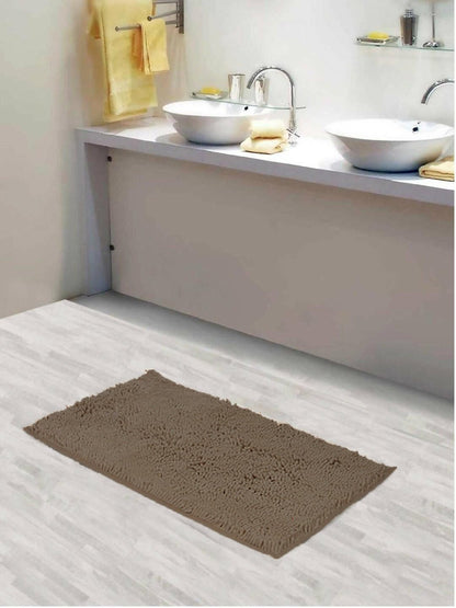 Lushomes Bathroom Mat, 2200 GSM Floor, bath mat Mat with High Pile Microfiber, anti skid mat for bathroom Floor, bath mat Non Slip Anti Slip, Premium Quality (12 x 18 Inch, Single Pc, Grey) - HalfPe