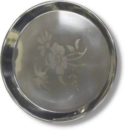 SHINI LIFESTYLE Stainless Steel Plate with floral design (pack of 12) - HalfPe