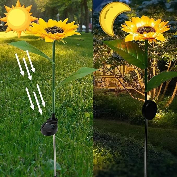 3 Pack Solar Powered Sunflower Garden/Outdoor Light - HalfPe