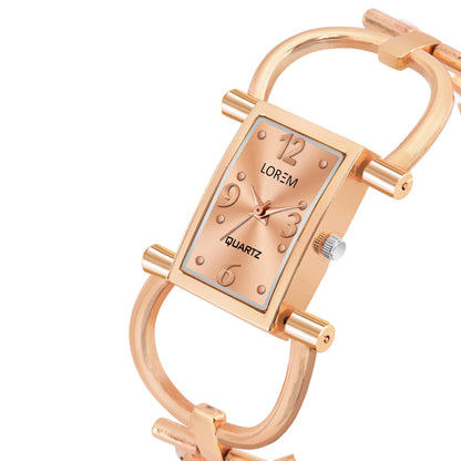 LOREM Rose Gold Trending Square Braclet Analog Watch For Women LR293 - HalfPe