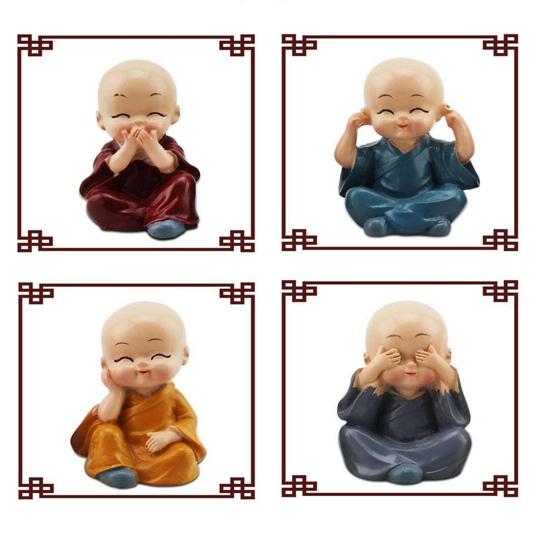 Resin Handcrafted Marble Baby Laughing Buddha Statue Home Decor Showpiece Idol (Set of 4) - HalfPe