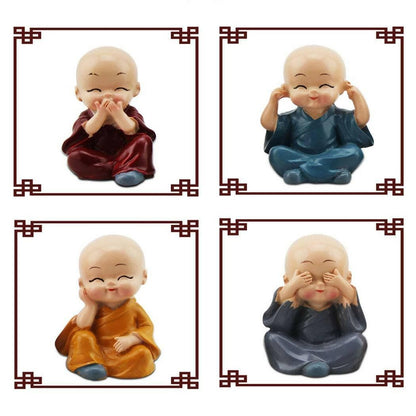 Resin Handcrafted Marble Baby Laughing Buddha Statue Home Decor Showpiece Idol (Set of 4) - HalfPe