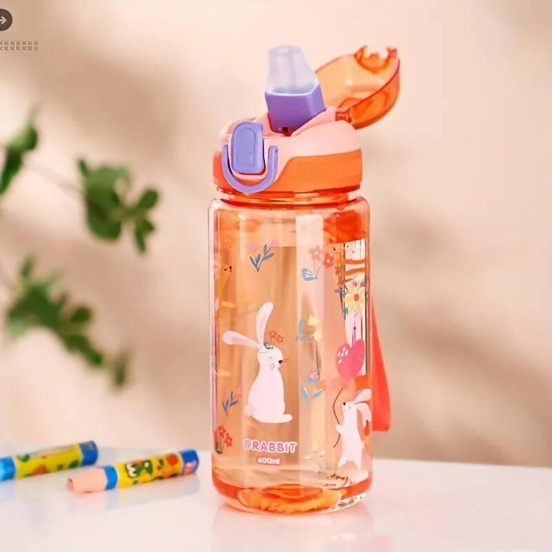 Attractive cartoon water bottle (Orange - 500ml) - HalfPe