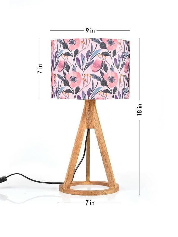 Pink Flower Trio Wooden Lamp - HalfPe