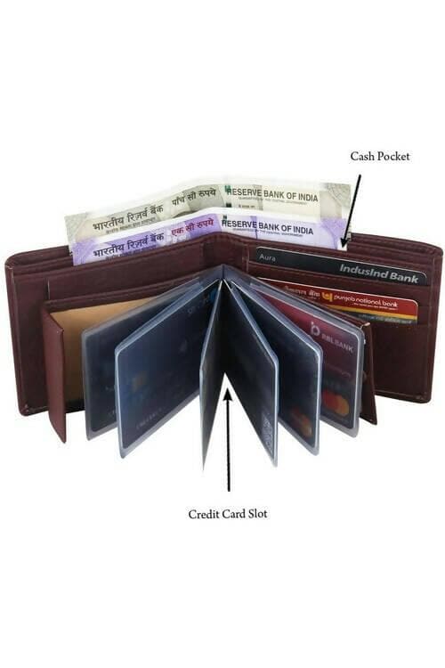 Trendy Men Brown PU Wallets - HalfPe