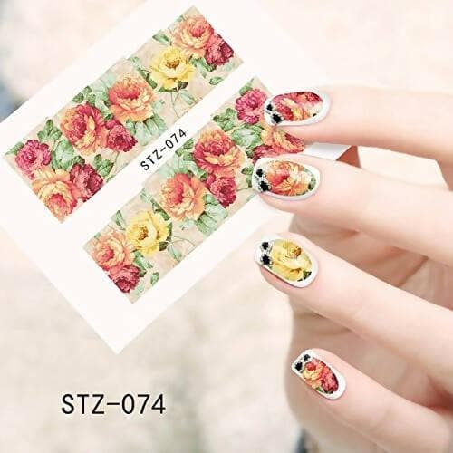 SENECIO Rose Bud Colorful French Nail Art Manicure Decals Water Transfer Stickers 1 Sheet - HalfPe