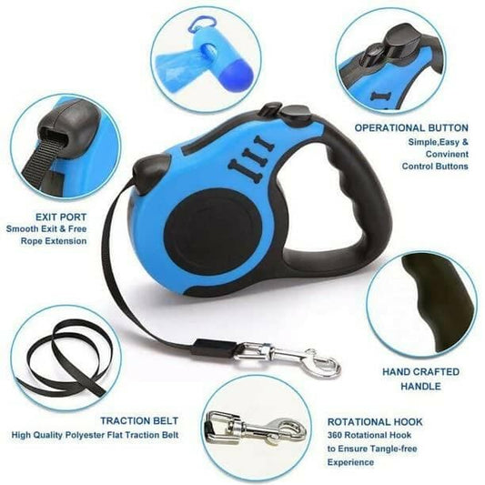 PetGains PGGGZ 3M Retractable Leash Automatic Flexible Pet Dog Leash (Blue) - HalfPe