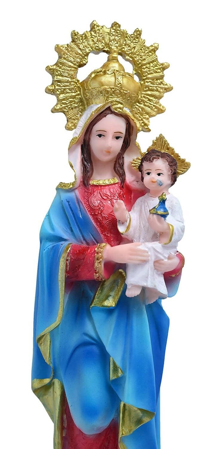 KariGhar Resin Karumathampatti Matha Madonna, Mother Mary with Infant Jesus Idol Perfect for Home (Multicolor 8 X 7 X 32 Cm ) - HalfPe