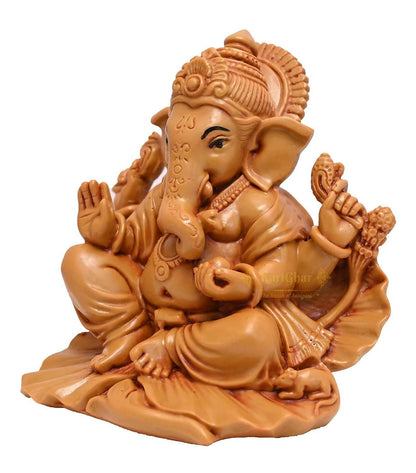 KariGhar Ganesh ji Ganpati Bappa Shoeflower Idol for Car Dashboard, House Warming, Puja Ghar, Diwali, Decoration - HalfPe