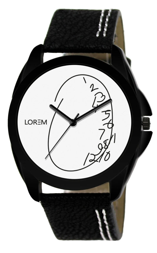 LOREM White Attrective Analog Watch For Men LR55 - HalfPe