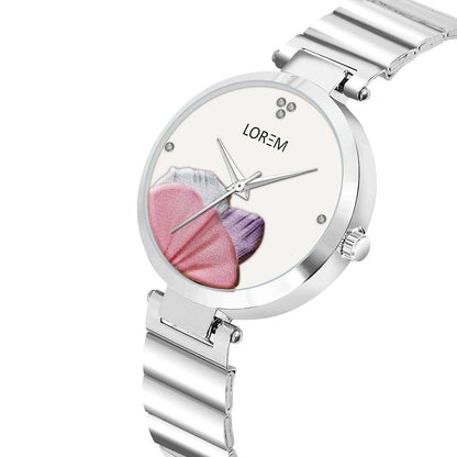 LOREM White Flower Designer Analog Watch For Women - HalfPe