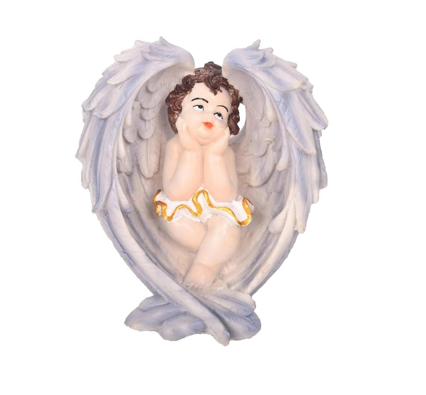 KariGhar Resin Blue Sitting Angel on Wings Statue Catholic Idol for Home | Prayer Room - HalfPe