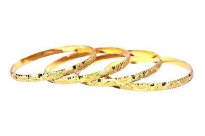 Set of 4 Traditional Golden-Plated Bangles - HalfPe