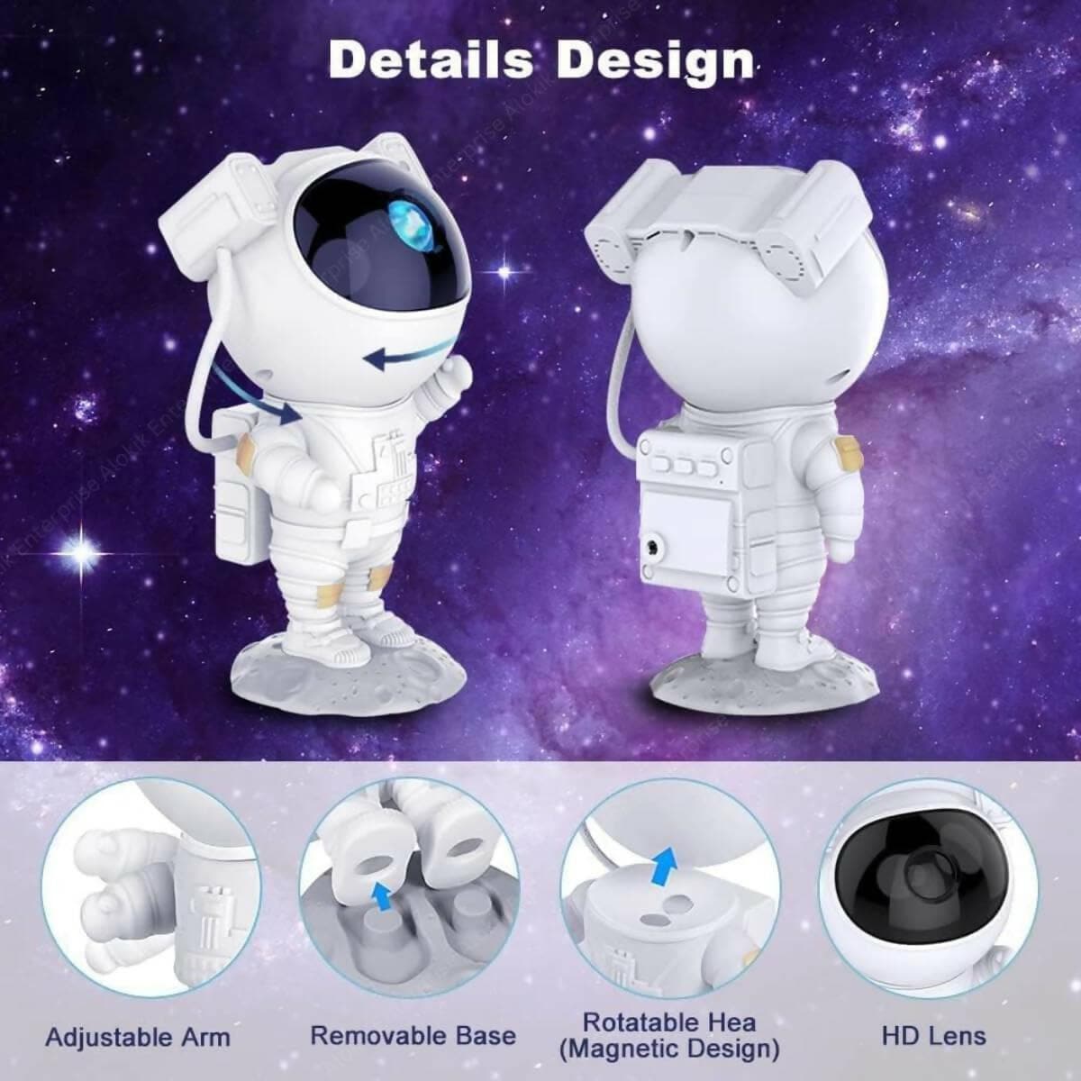 Astronaut Galaxy Light Projector Lamp | 360° Rotation Star Light with Nebula, Timer and Remote Control - HalfPe