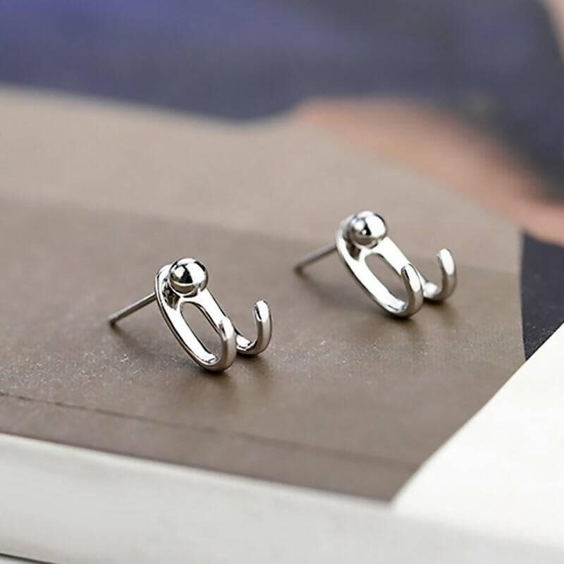 Cute earring stud s-style silver (2 pair) - HalfPe