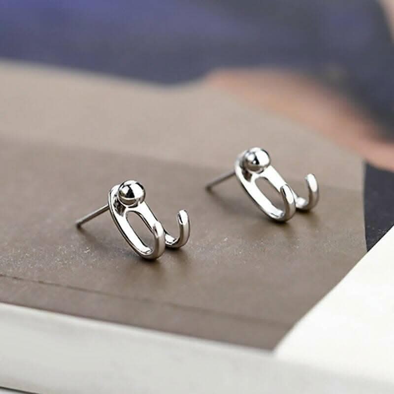 Cute earring stud s-style silver (2 pair) - HalfPe