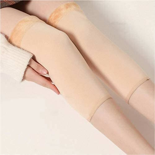 Multispace Cream Winter Fur Woolen Leg Warmer Thermal Winter Warm Knee Cap (1 Pair) - HalfPe