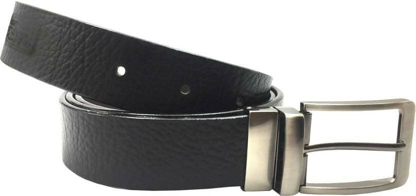 Men Casual Black Genuine Leather Reversible Belt (Size : 30) - HalfPe