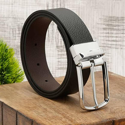 Men Party, Party, Formal, Casual Brown, Black Genuine Leather Reversible Belt (Size: 44) - HalfPe