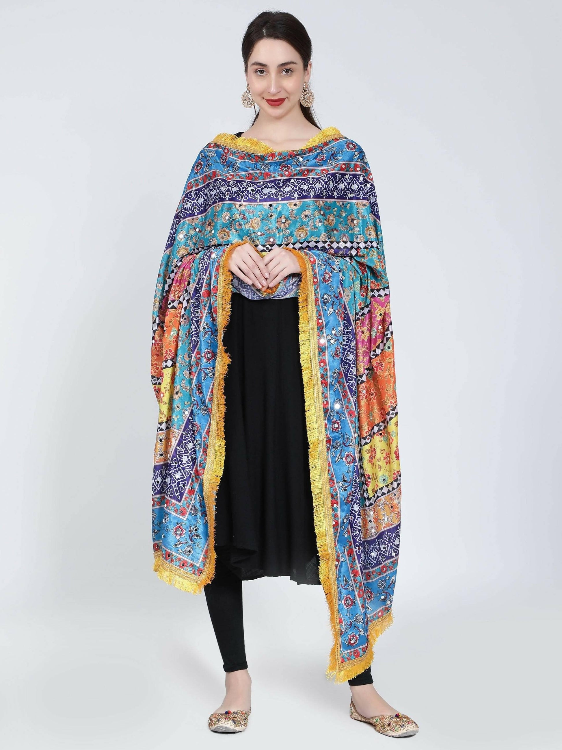 Chiffon Digital Print Pakistani Dupatta with Heavy Mirror Work for women - HalfPe