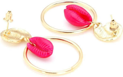 Pinapes Latest Stylish Combo Design Pairs Metal Earrings for Women and Girls (Pink) - HalfPe