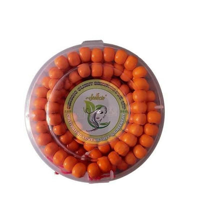 SENECIO Orange Tulsi Jaap Mala Wearable Wooden Handmade 108 Beads Original For Pooja Mantra Rosary Garland - HalfPe