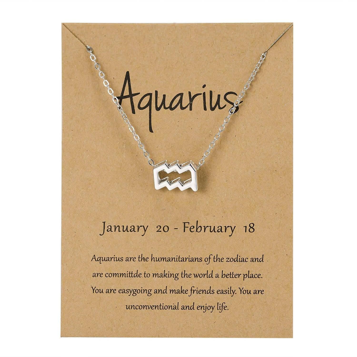 Pinapes Zodiac Star Sign Constellation Jewellery Necklace Pendant for Women and Girls aquarius - HalfPe