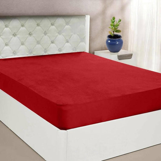 Mattress Protector Maroon Waterproof Cover for Queen Size Bed (72 x 60 inch) - HalfPe