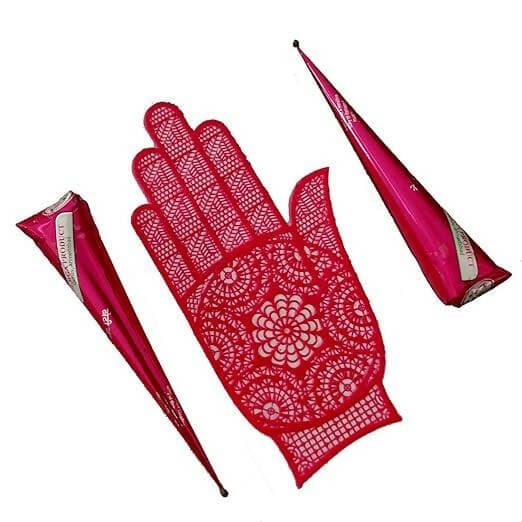 SENECIO Set Henna Mehendi With Reusable Rubber Stencil Washable Stick On Bridal Tattoo Arabic/Indian Traditional Mix Designs Combo(3pcs) - HalfPe