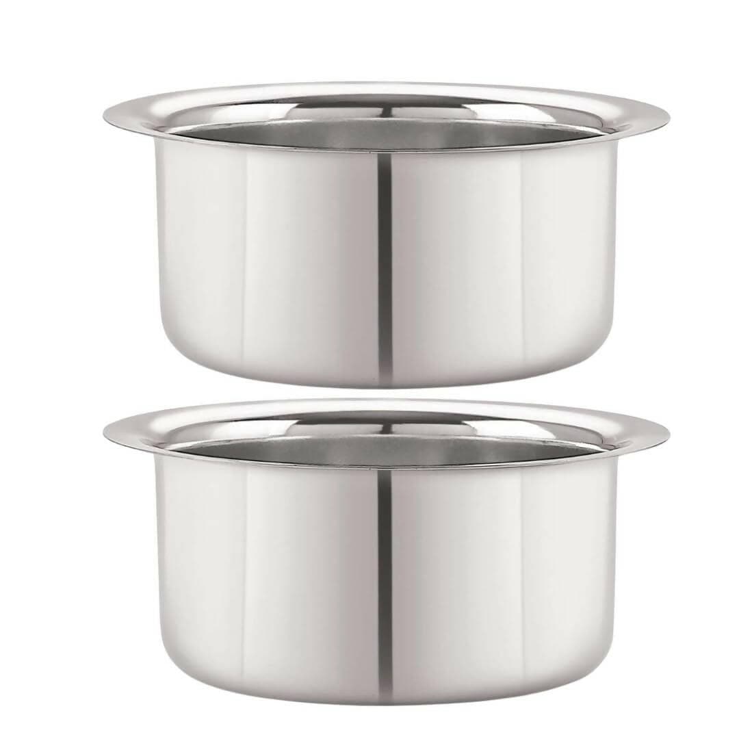 SHINI LIFESTYLE Stainless Steel Bhagona, Patila Steel Milk Pot deep Round Bottom (18cm) - HalfPe