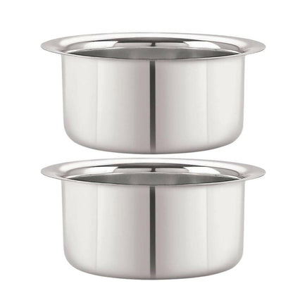 SHINI LIFESTYLE Stainless Steel Bhagona, Patila Steel Milk Pot deep Round Bottom (18cm) - HalfPe