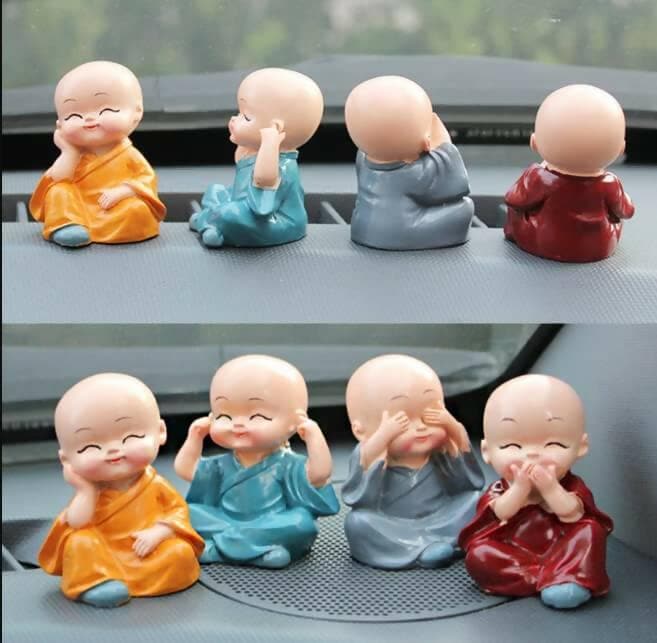 Baby Monk showpiece Statues Handmade for car Dashboard /Living Room (Pack of 4) - HalfPe