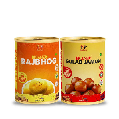 MAPAA's Bikaneri Premium Rajbhog & Bikaneri Gulab Jamun Combo |Ready to Eat Sweet | Bikaneri Sweets| Mithai Combo (2x1Kg) 2 KG - HalfPe